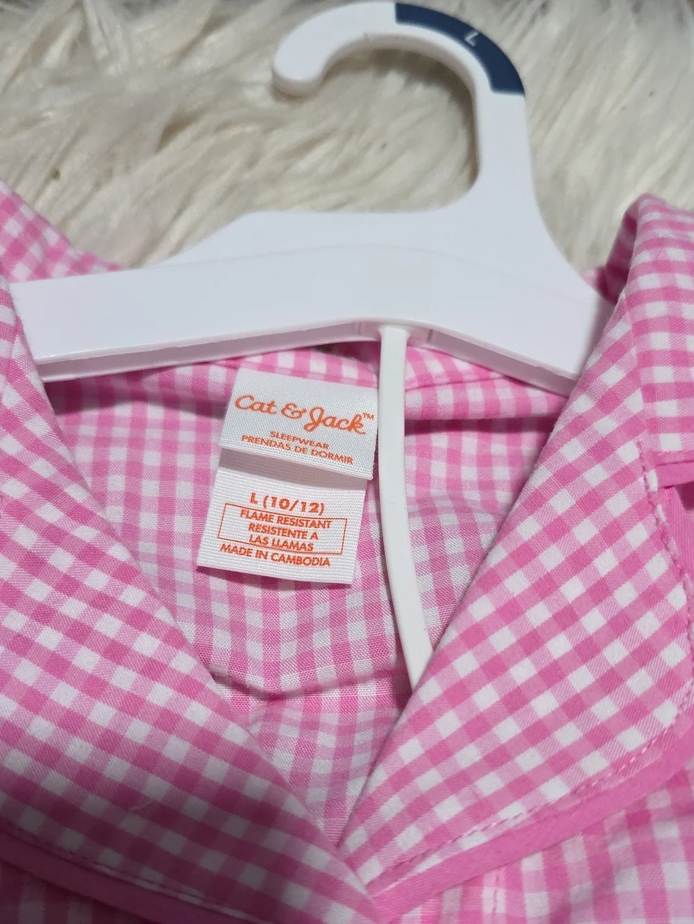 NWT Cat & Jack Pink Plaid 2 Pc Pajamas- L Or 10/12